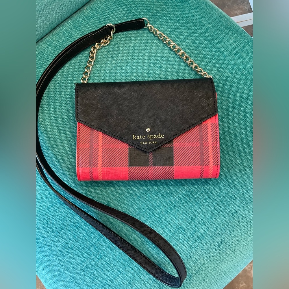 Kate Spade Red & Black Plaid Crossbody Bag